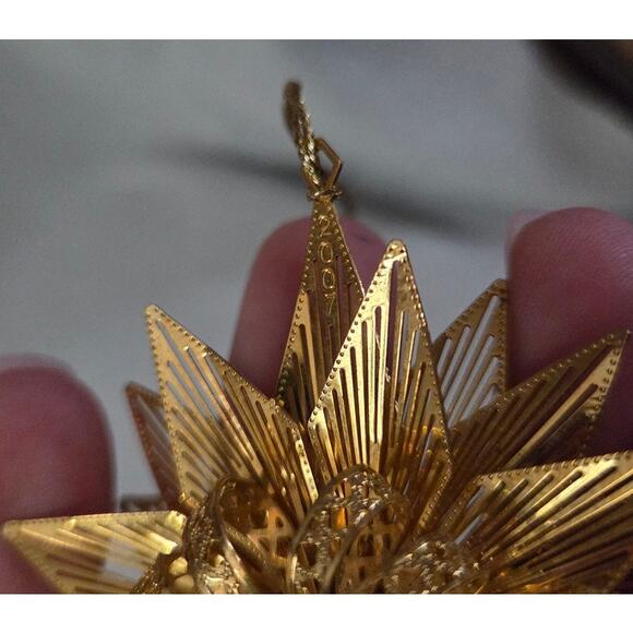 Set 2 Danbury Mint Gold Plated Ornament Peace on Earth Dove Snowflake Star - Picture 11 of 11